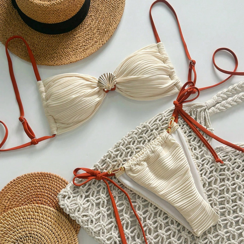 The Seashell Plissé Bandeau Bikini Set