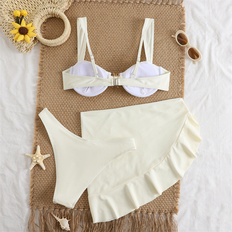 The Tulum Cream Ruched 3-Piece Set