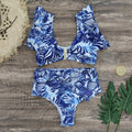 The Sapphire Palm Ruffled Bikini & Sarong Set