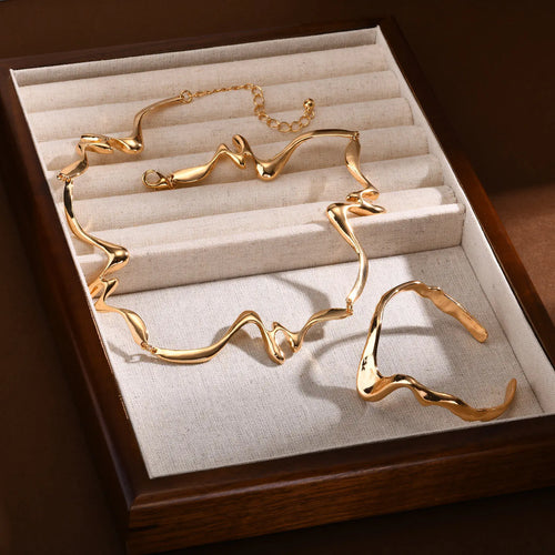 The Atelier Organic Wave Neckband & Bangle Jewellery Set