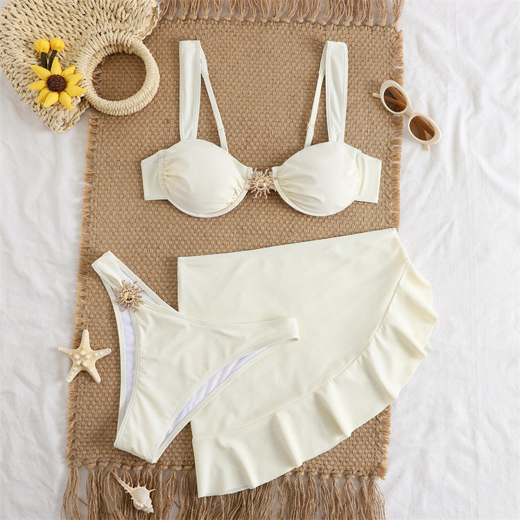 The Tulum Cream Ruched 3-Piece Set