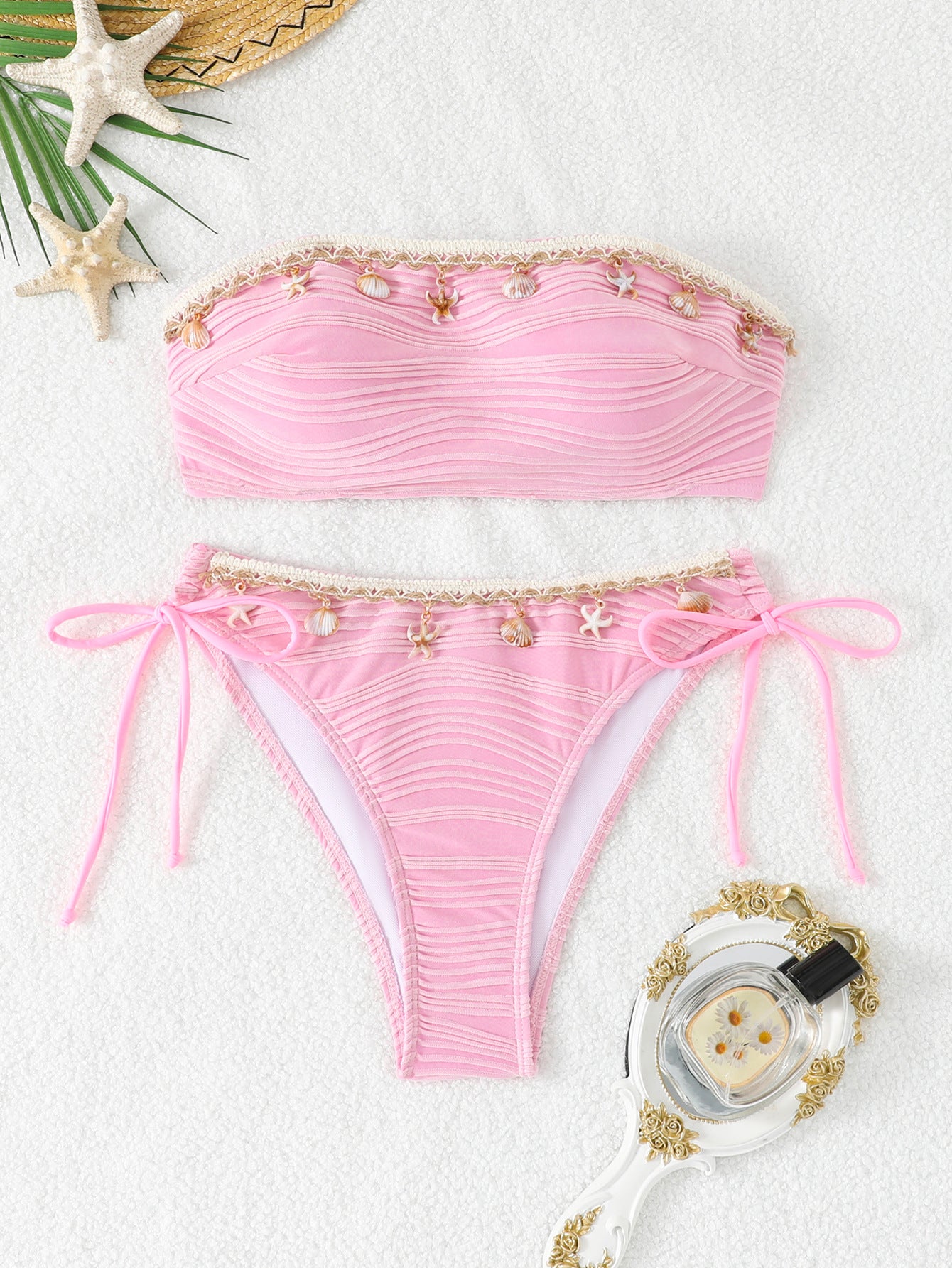 The Mykonos Shell-Trim Strapless Bikini Set