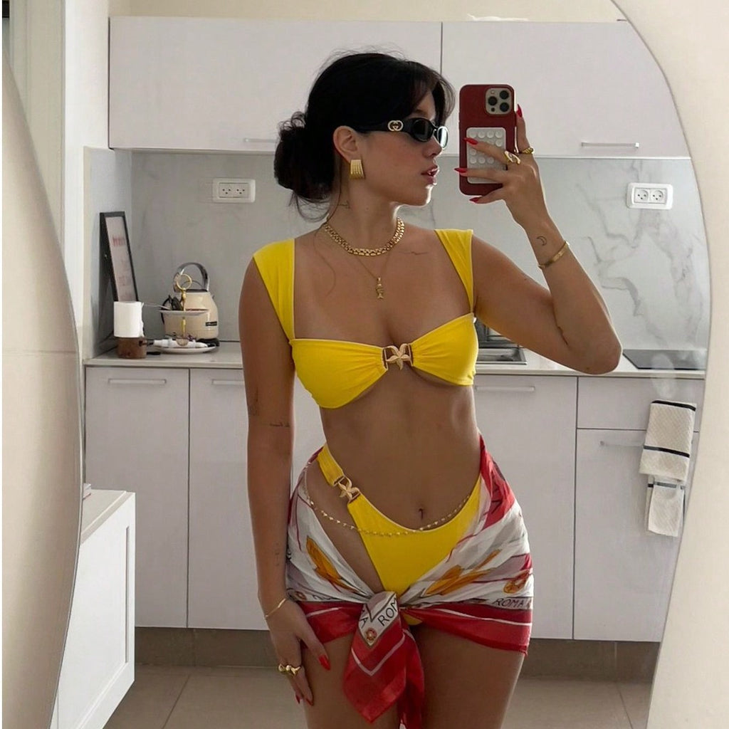 The Valencia Gold Hardware Bikini Set