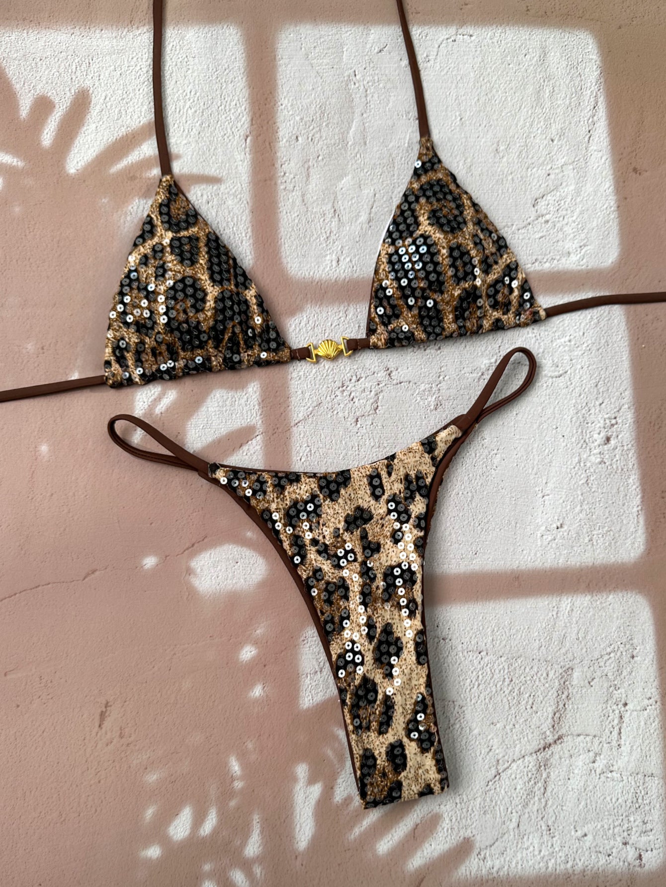 The Gia Shimmer Sequins Leopard Bikini Set