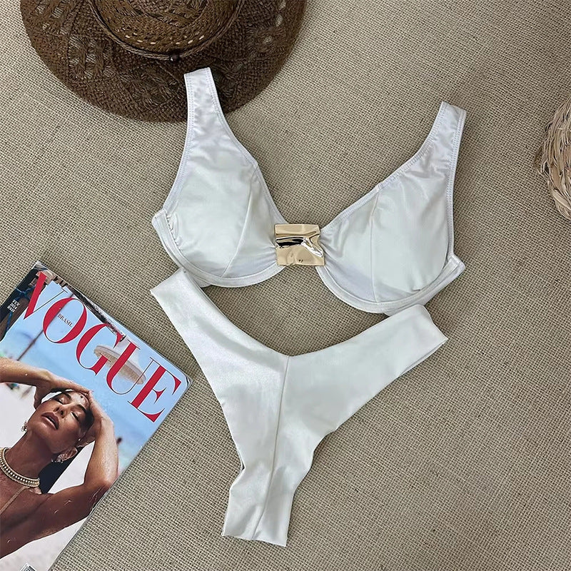The Monaco Gold Hardware Underwire Bikini Set