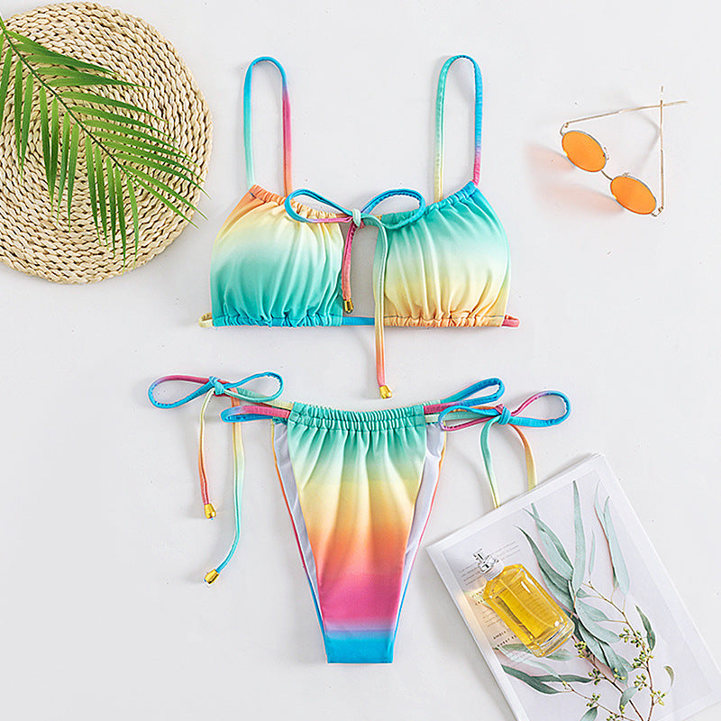 New style swimsuit ladies strap foreign trade European and American small clear three point sexy beach bikini